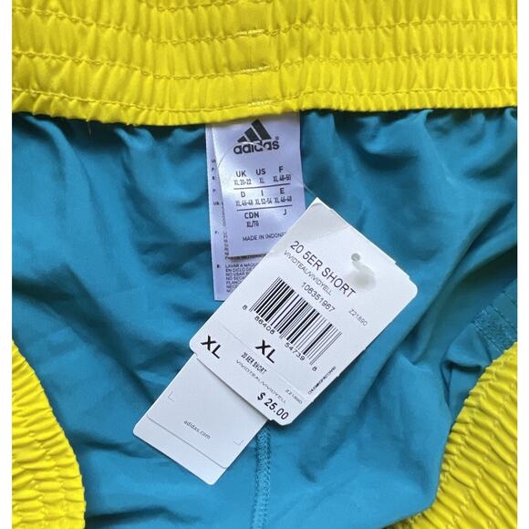 Adidas Womens Running Shorts Work Out Active Blue Yellow Size XL NWT - Picture 2 of 7